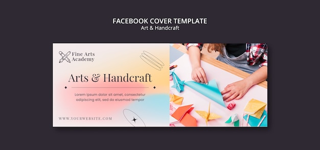 Free PSD arts and crafts social media cover template for kids with gradient colors