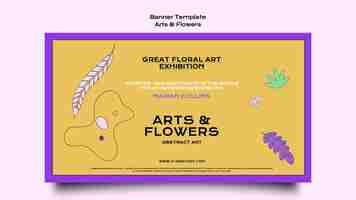 Free PSD arts and flowers horizontal banner