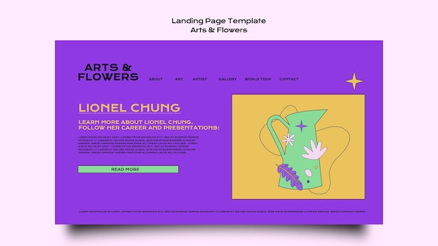 Arts and flowers landing page template