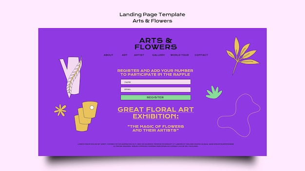 Arts and flowers landing page