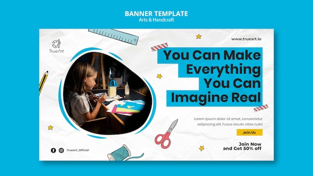 芸術と手工芸品のバナーデザインテンプレート