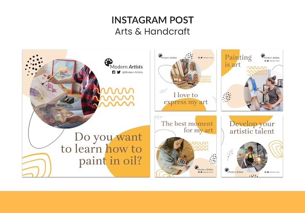 Arts and handcraft instagram post set