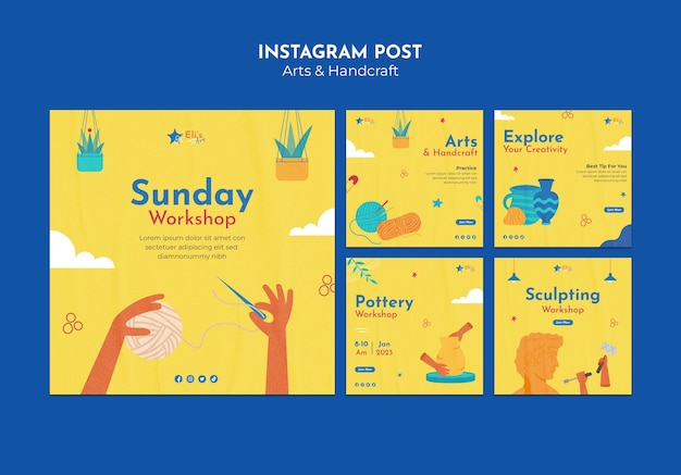 免费PSD艺术和手工艺instagram发布模板