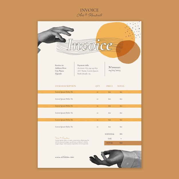 Arts and handcraft invoice template