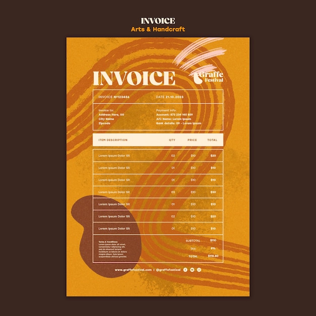 Free PSD arts and handcraft invoice template