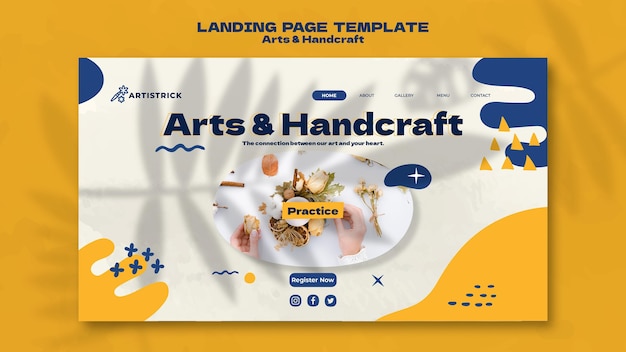 Free PSD arts and handcraft landing page design template