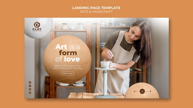 Free PSD arts and handcraft landing page template