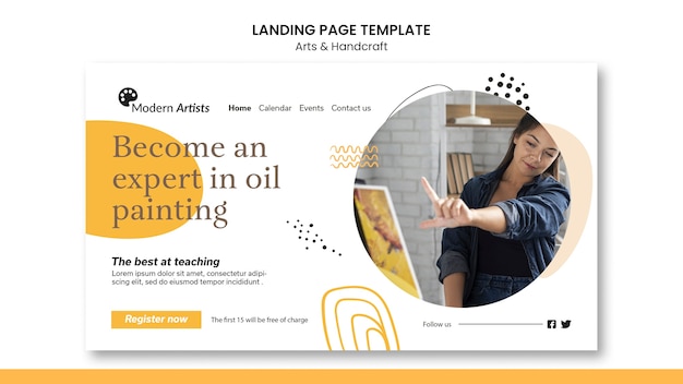 Free PSD arts and handcraft landing page template