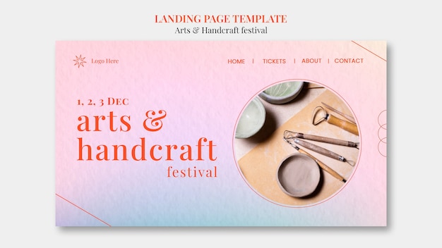 Free PSD arts and handcraft landing page template