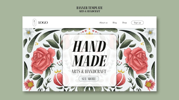 Free PSD arts and handcraft landing page template