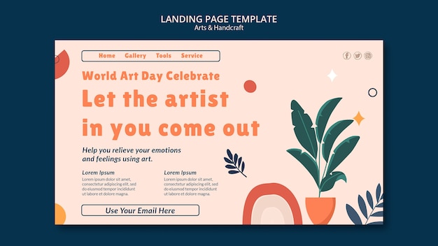 Free PSD arts and handcraft landing page template