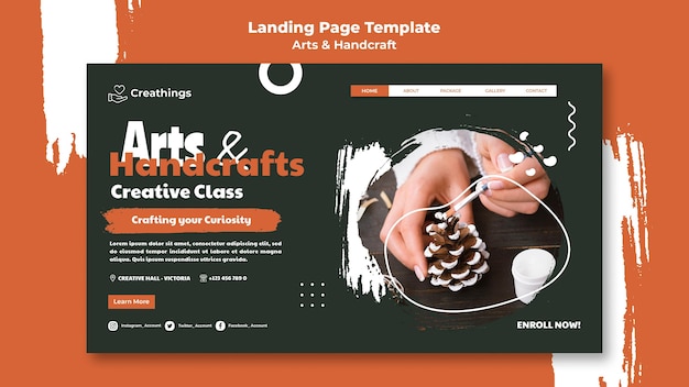 Free PSD arts and handcraft landing page