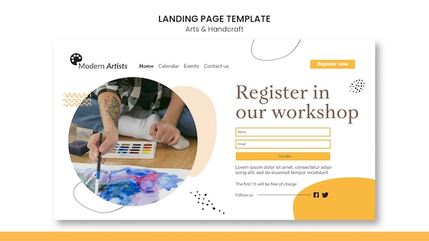 Free PSD arts and handcraft landing page