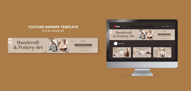 Free PSD arts and handcraft youtube banner template