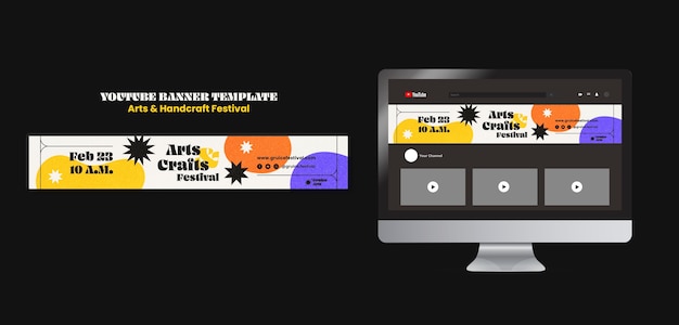 Arts and handcraft youtube banner template