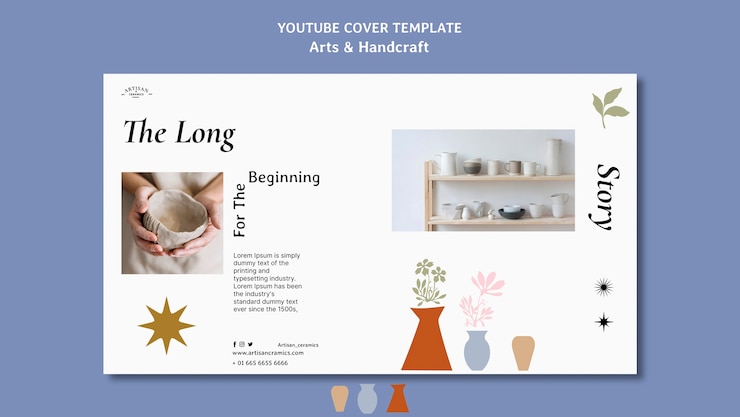 無料PSD アートとハンドクラフトのyoutubeカバーテンプレート