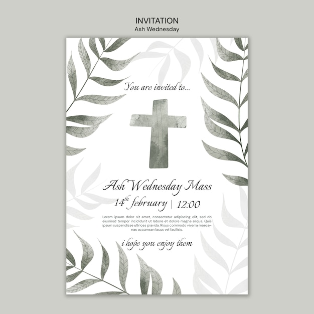 Ash wednesday celebration invitation template