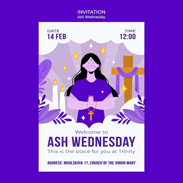 Ash wednesday celebration invitation template