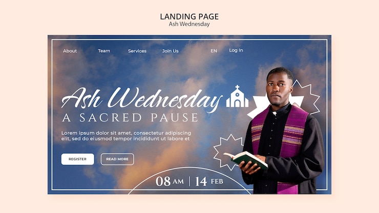 मुफ़्त PSD ash wednesday celebration landing page template