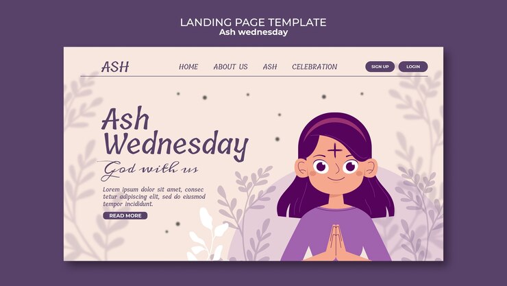 मुफ़्त PSD ash wednesday celebration landing page template