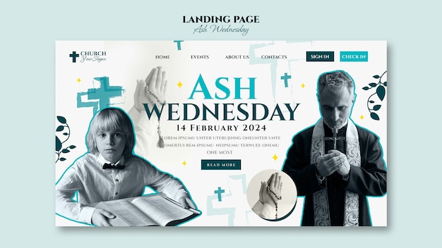 Ash wednesday celebration landing page template