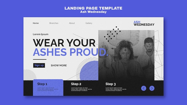 Free PSD ash wednesday celebration landing page