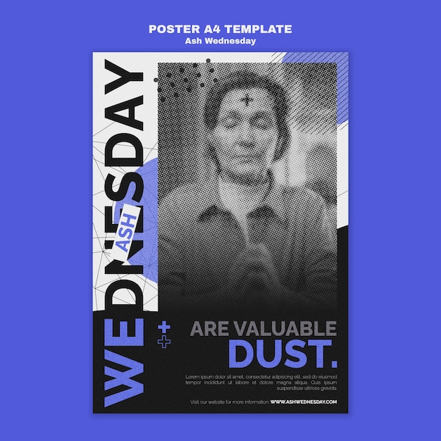 Ash wednesday celebration poster template