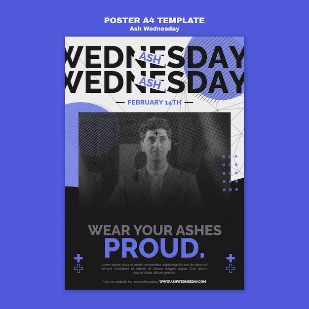 Ash wednesday celebration poster template