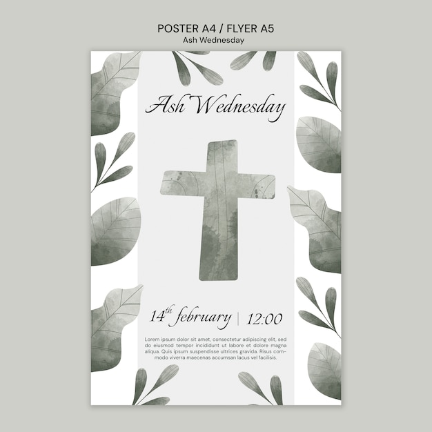 Ash wednesday celebration poster template