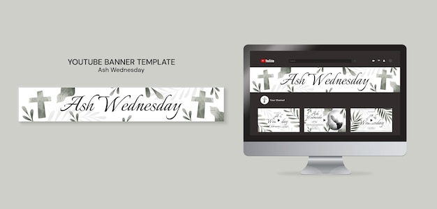 無料PSD 灰の水曜日の祝いのyoutubeバナー
