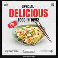 Free PSD asian delicious food social media template