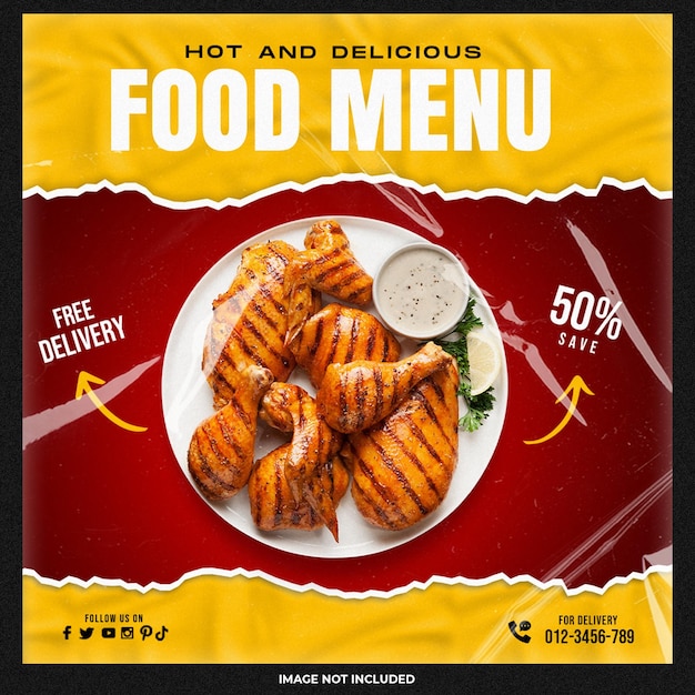 Free PSD asian delicious food social media template