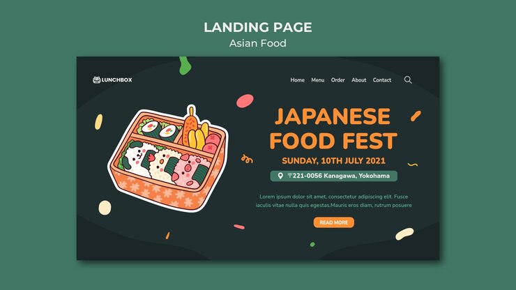 Free PSD asian food landing page template