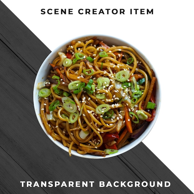 Asian food on plate transparent PSD