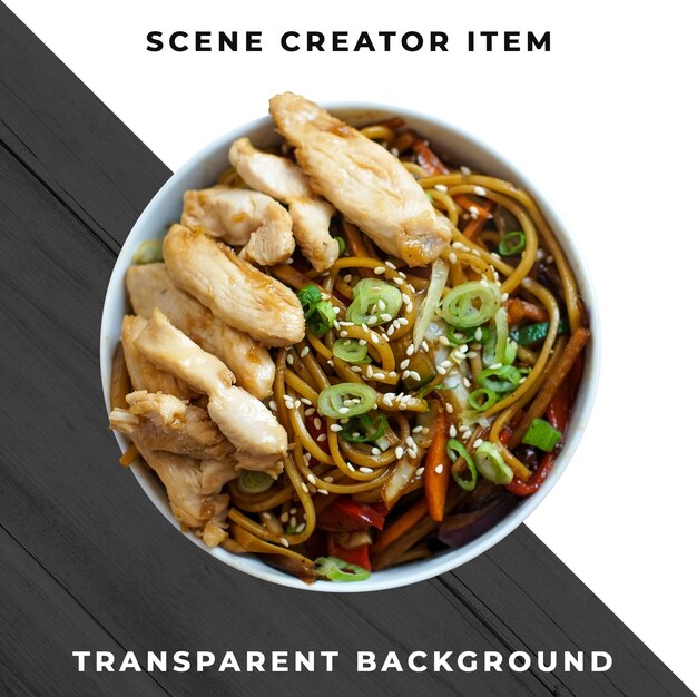 Asian food on plate transparent PSD