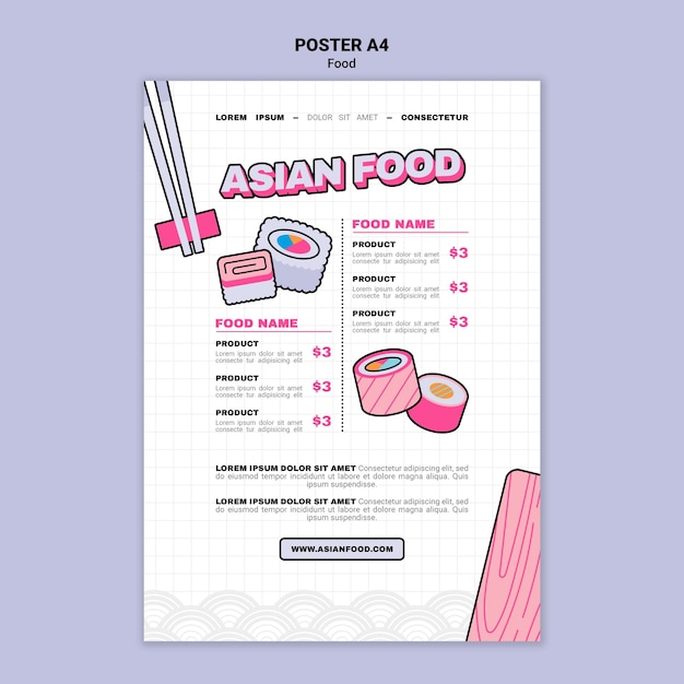 Бесплатный PSD Шаблон печати азиатской еды