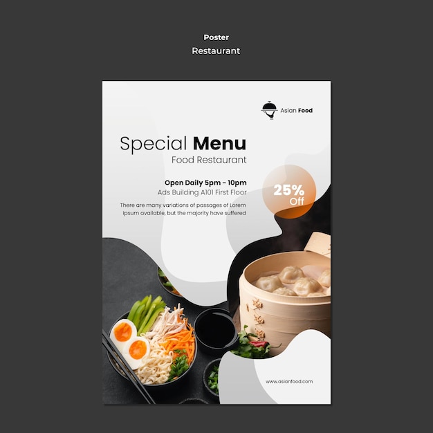 Free PSD asian food restaurant poster template