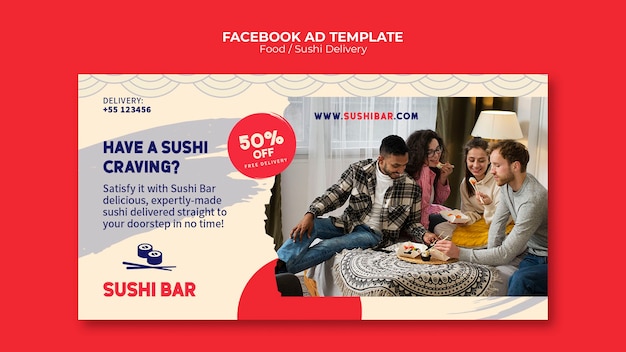 Free PSD asian food template design