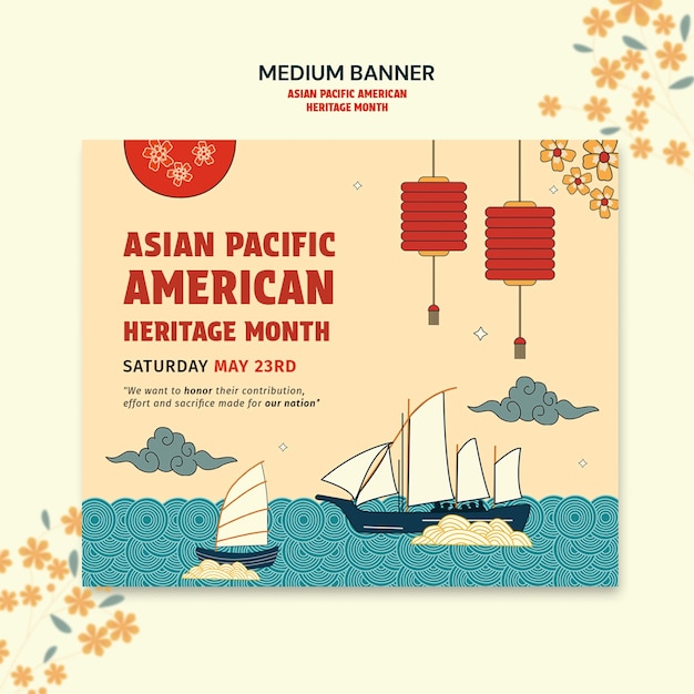 PSD gratuito modello di banner del mese del patrimonio asiatico-pacifico americano