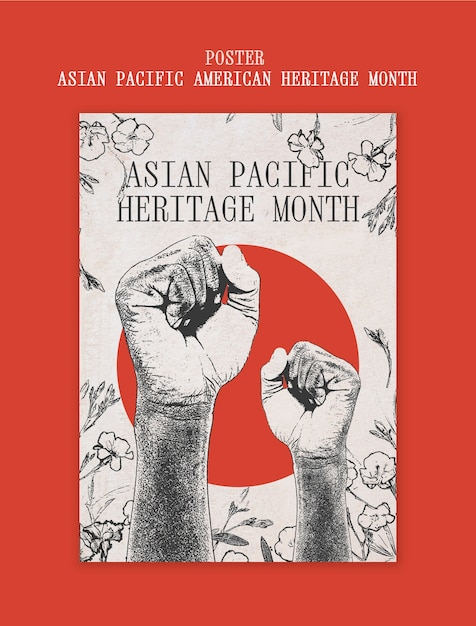 PSD gratuito disegno modello del mese del patrimonio asiatico-pacifico americano