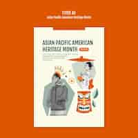 Бесплатный PSD Дизайн шаблона месяца азиатско-тихоокеанского американского наследия