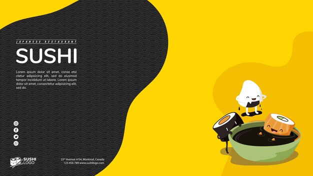 Asian sushi restaurant banner template