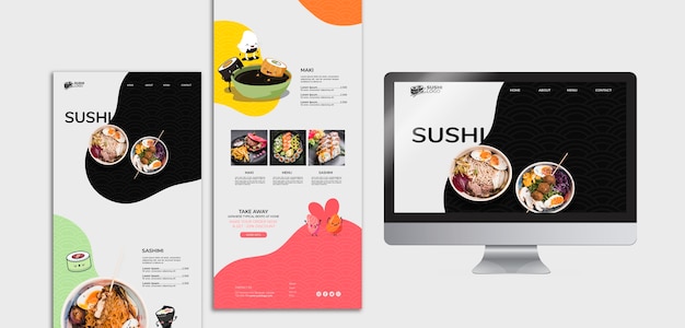 PSD gratuito poste di media sociali del ristorante asiatico di sushi