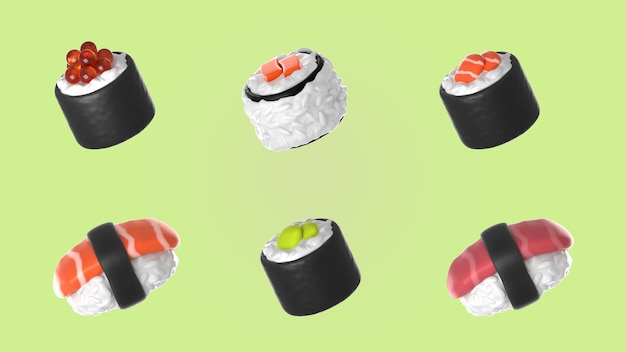 Бесплатный PSD Ассортимент макета коллекции суши