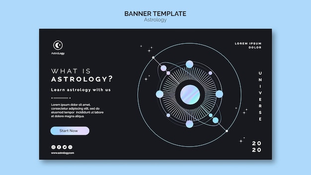 Modello della bandiera di astrologia con i pianeti