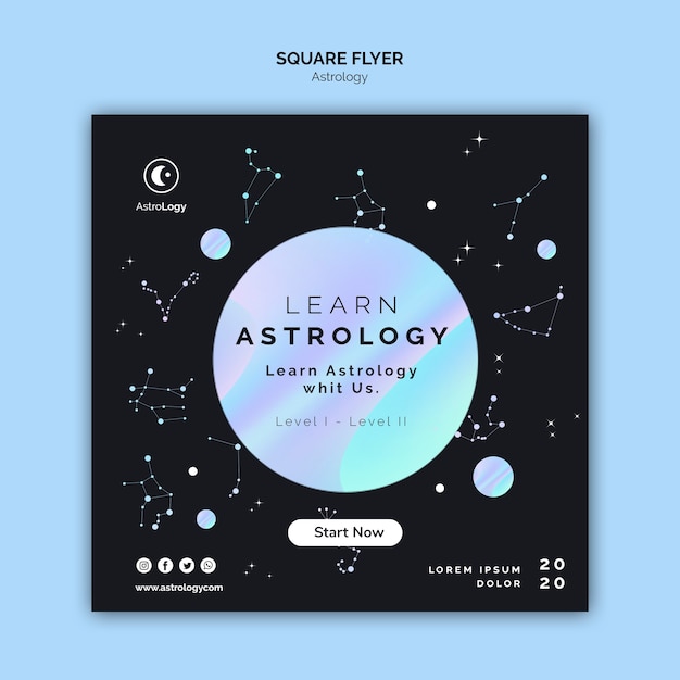 Free PSD astrology square flyer with constellation