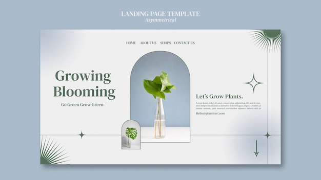 Free PSD asymmetrical concept landing page template