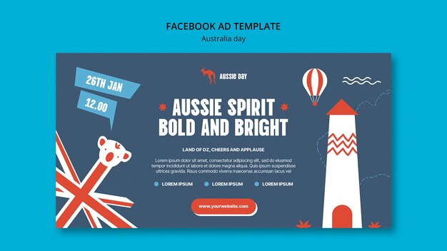 PSD gratuito template facebook per la celebrazione della giornata dell'australia