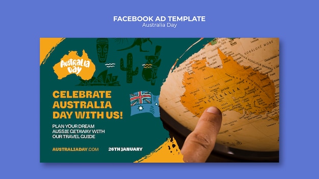 PSD gratuito template facebook per la celebrazione della giornata dell'australia