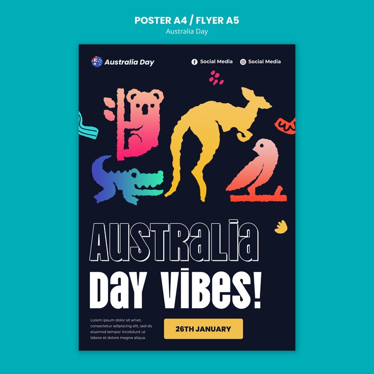 Free PSD australia day celebration poster template